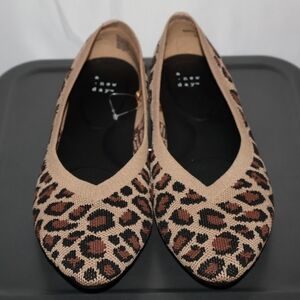 A New Day Claire Knit Washable Ballet Flats-Light Brown Leopard Print. 8.5. NWOT